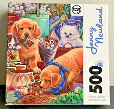 Purfect Garden Buddies Dogs &amp; Cats 500 Piece Puzzle Jenny Newland Complete - £5.99 GBP