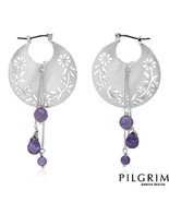 PILGRIM SKANDERBORG Earrings with Genuine Amethysts Made in Silver Base ... - $27.73 CAD