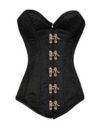 Black Corset Longline Overbust Top Brocade Goth Halloween Costume Antiqu... - £39.30 GBP