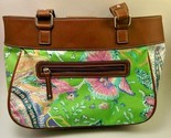 Chaps By Ralph Lauren Handbag Shoulder Purse Pink/ Green Floral A4 - £19.87 GBP