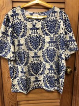 Floral Print Blouse, Vintage Crew Neck Short Sleeve Blouse, - €8,74 EUR