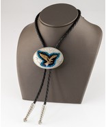 Johnson &amp; Held Sterling Silver Turquoise Enamel Bolo Tie Leather - €112,67 EUR