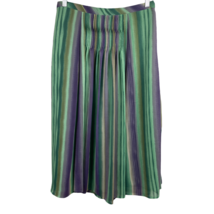 Coldwater Creek Skirt Medium Midi Striped Pintuck Multicolor Green Purple Retro - £28.85 GBP