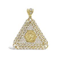 Liberty Coin Pendant Men Triangle Real 10k Gold Charm 1.8&quot; - £411.04 GBP