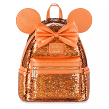 Loungefly Disney Minnie Mouse Orange Peach Punch Sequined Mini Backpack - $85.00