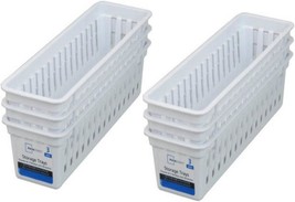 Set Of Six Mainstays Slim Plastic Storage Trays And Baskets In White. - £22.35 GBP