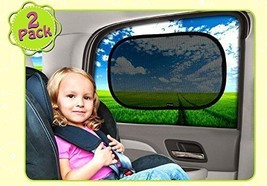 Set of 2 Auto Sunshade UV Protection Side Windows Protect Kids Keep Cool &amp; Pouch - £6.04 GBP