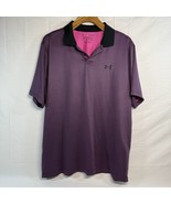 Under Armour Performance Polo Golf Shirt Mens L Pink Black All Over Prin... - $22.99