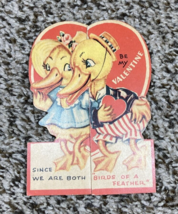 Vintage Valentines Day Card Boy Girl Ducks Birds Of A Feather Flock Toge... - $4.99
