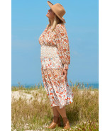 Khaki Plus Size Floral Tiered Ruffle Maxi Dress - $45.74