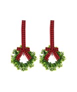 Christmas Cabinet Wreaths Red Buffalo Plaid Ribbon Bow NIP 2 Packs Avail... - $30.00 CAD