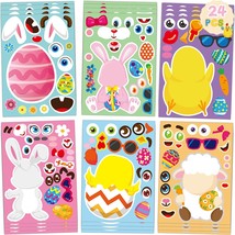 24 PCS Easter Stickers for Kids Easter Party Favors for Kids DIY Make A ... - £17.75 GBP