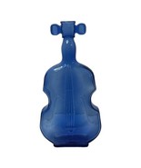 Vintage Dark Blue Violin Cello Fiddle Glass Bottle Flower Vase Art Glass - $22.05 CAD