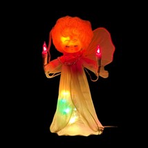 Vintage MCM Angel Christmas Tree Topper Multi Color Lights Plastic Face Wire 8&quot; - £15.81 GBP