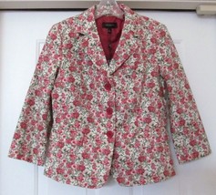 Talbots Jacket Coat Flowered Fitted Look Cotton Blend 3/4 Sleeve Size 6 NEW - $44.95