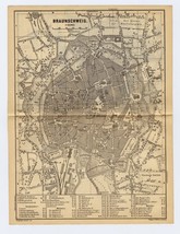 1890 Original Antique City Map Of Braunschweig Hildesheim Germany - £17.13 GBP