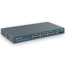 24 Port Gigabit Ethernet PoE Switch with 2 Uplink Gigabit Port &amp; 2 SFP P... - $389.99