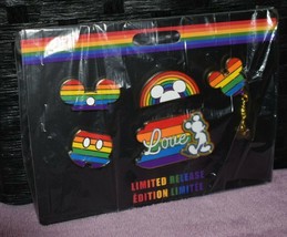 Disney LR Rainbow Pin Set~Mickey Ears, Head, Shorts, Love~5 Collectible Pins - £27.02 GBP