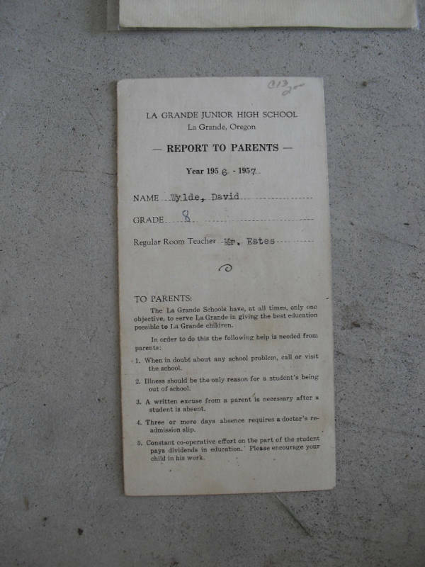 Vintage 1957 La Grande Junior High School Report Card - $17.82