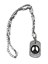 Stainless Steel Peace Sign Pendant Necklace Jewelry 24 Inch Chain Unisex Jewelry - £8.30 GBP
