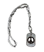 Stainless Steel Peace Sign Pendant Necklace Jewelry 24 Inch Chain Unisex... - £8.27 GBP