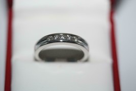 Fine 14K White Gold Channel-set Diamond Wedding Band Ring Size 7 1/4 - £532.07 GBP