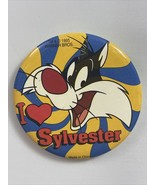 I❤️ Sylvester Vintage 1990’s Kids Looney Tunes Safety Pin Back Button ‍⬛ - $150.53 MXN