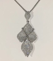 Sterling Silver Dangling Chandelier Pendant Necklace With Shiny cz Stones - £46.58 GBP