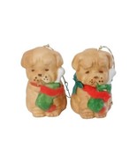 Vintage Boa Ceramic Dog Bell Brown Red Green Ornaments Lot Of 2 1986 - $10.00