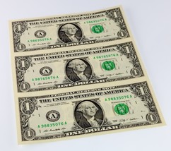 Series of 2009 $1 Federal Reserve Note Sheet (3Pcs) FR#1934-A - $642.44 MXN