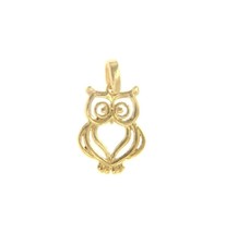 SOLID 18K YELLOW GOLD SMALL 12mm 0.47&quot; OWL PENDANT, CHARMS, MADE IN ITALY - $89.00