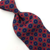 Robert Talbott Tie Usa Red Blue  Silk Necktie Circle Square I20-143 Vintage/Rare - £12.63 GBP