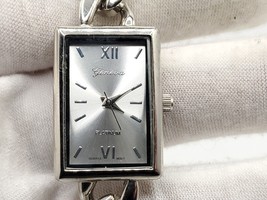 Geneva Platinum Long Wrap Around Chain Watch Women New Battery Square Silver... - £19.54 GBP