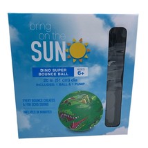 Bring on the Sun Dino Green Super Bounce Playground Ball with Pump 20&quot; NIB - $13.09