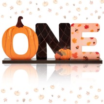 Pumpkin One Letter Sign Wooden Table Centerpieces Halloween Thanksgiving... - $18.99