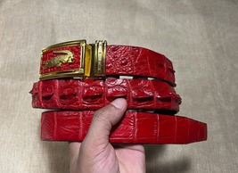 Size 44&quot; Genuine Red Hornback Alligator Crocodile Skin Belt Width 1.3&quot; - £36.06 GBP