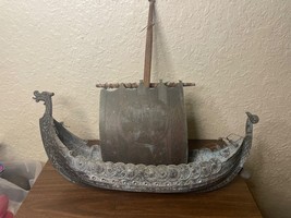 Vintage Edward Aagaard Iron Art Bronze Viking Ship Copenhagen Denmark 16... - $1,881.67 MXN