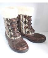 UGG Newberry Brown Leather Plaid Fabric Waterproof Boot Sheepskin Lining... - £37.45 GBP