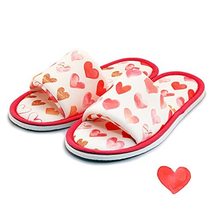 Chochili Women Love Heart Open Toe Home Kitchen Garage Slippers White and Red Si - £7.69 GBP