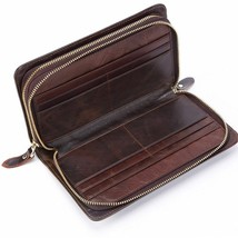 Leather Men Long Clutch Bag Zip Closure Male Money Coin Card Holder Purs... - £39.35 GBP