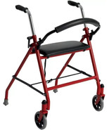 Drive Aluminum 29 to 38&quot; H  Folding Walker 2 Wheels Lift up Seat Red/Bla... - $40.83