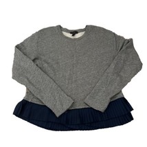 J Crew Sz S Small Marled Gray &amp; Navy Blue Ruffle Hem Sweatshirt Top Style B7110 - $20.00