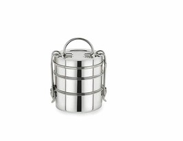 Stainless Steel Handmade Lunch Box 3 Tier Food Storage Container - £16.67 GBP