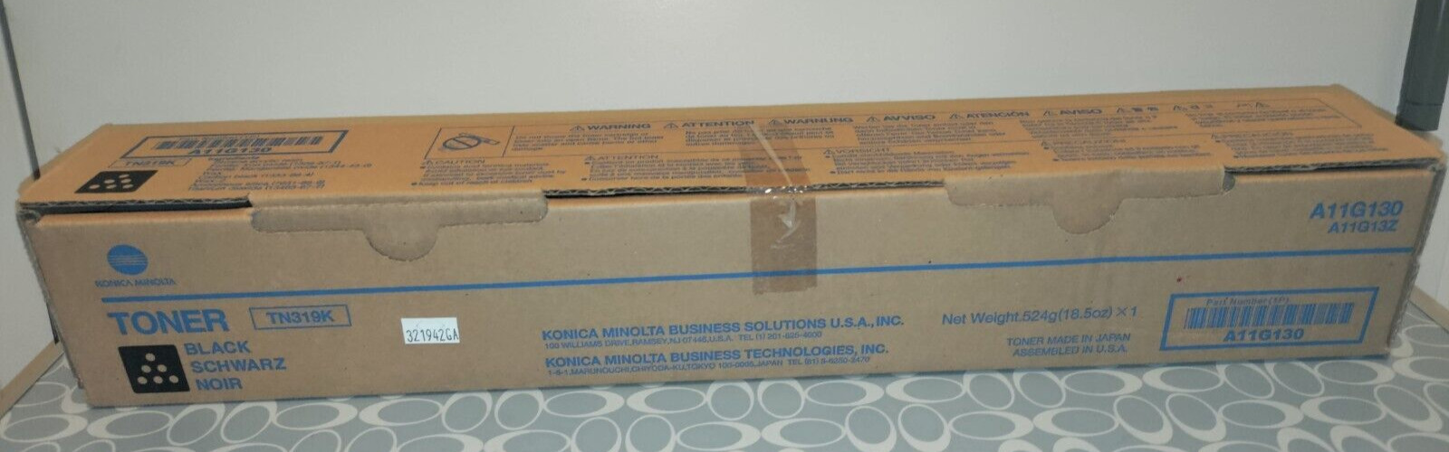 Genuine Konica Minolta TN319K Black Toner Cartridge Part # A11G130 - $34.64