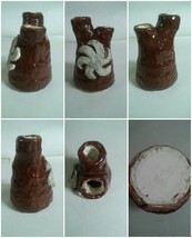 Vintage Hand Made Art Pottery Vase Pinwheel Funky 2 Openings - £39.95 GBP