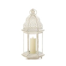 Sublime Distressed Large White Candle Lantern - £29.93 GBP