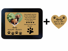 Pet Memorial Frame + Heart Name Plate - Personalized Engraved Dog Cat An... - £47.42 GBP+