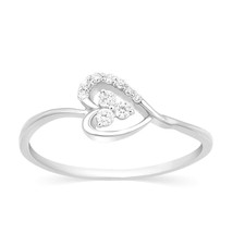 0.08 Ct Round Cut Moissanite Heart Shape Engagement Ring 14K White Gold Plated - £58.75 GBP