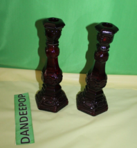 Ruby Red Glass Avon Cape Cod 1876 Pair Of Charisma Cologne Candlesticks ... - £31.13 GBP