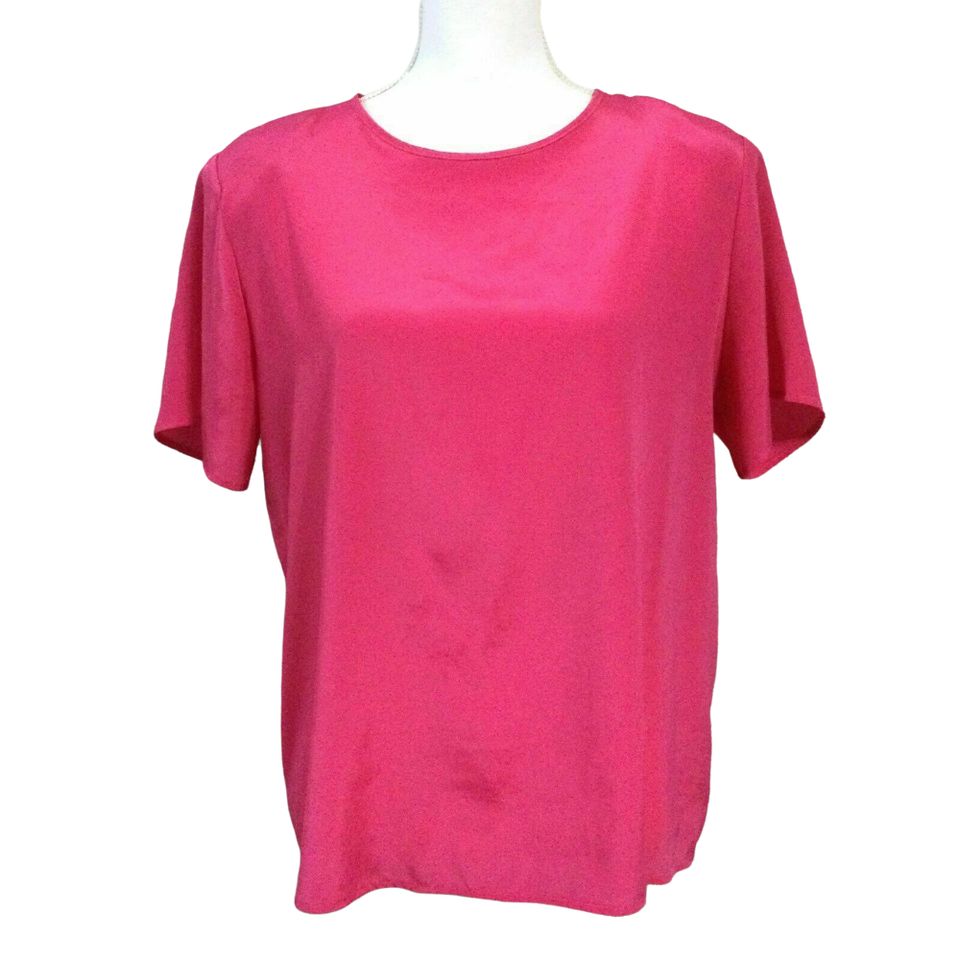 Primary image for Penbrooke Lane Vintage Women's Blouse Top M Short Sleeve Key Hole Pink Fuchsia